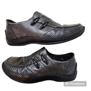 Rieker Celia Slip-on Dark Green Leather Shoes Size 37 EU